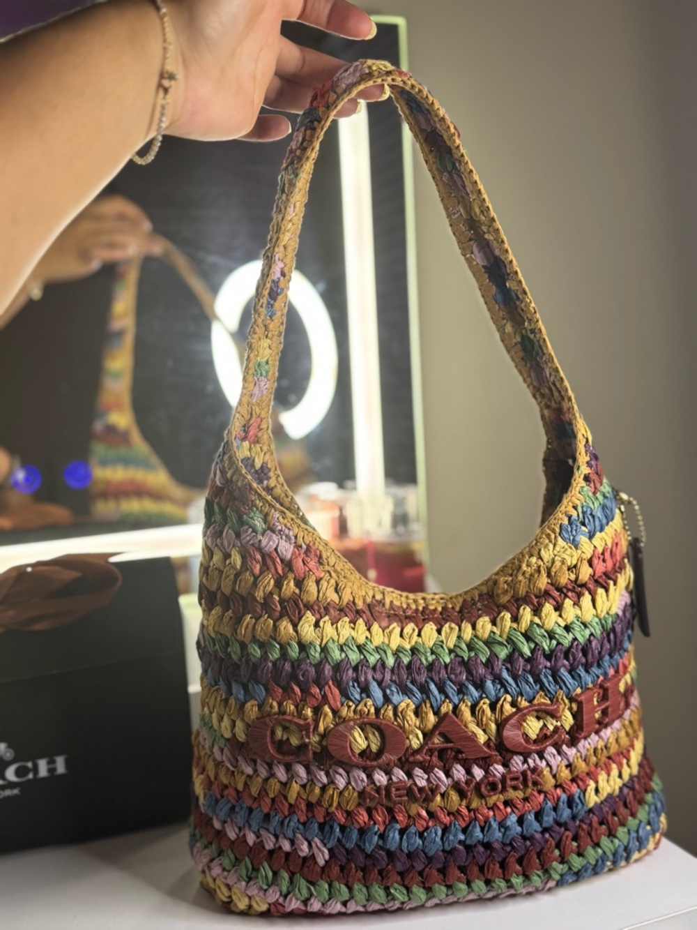 COACH Brooklyn 28 Straw Multi Color - Picture 6 of 10